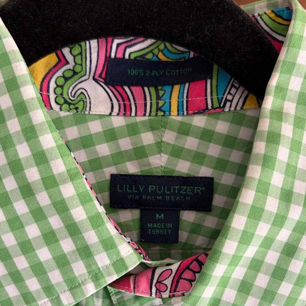 Lilly Pulitzer Green Checkered Men's Shirt - Picture 2 of 5